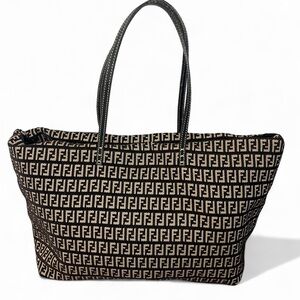 Fendi Black and Cream Patterned Tote